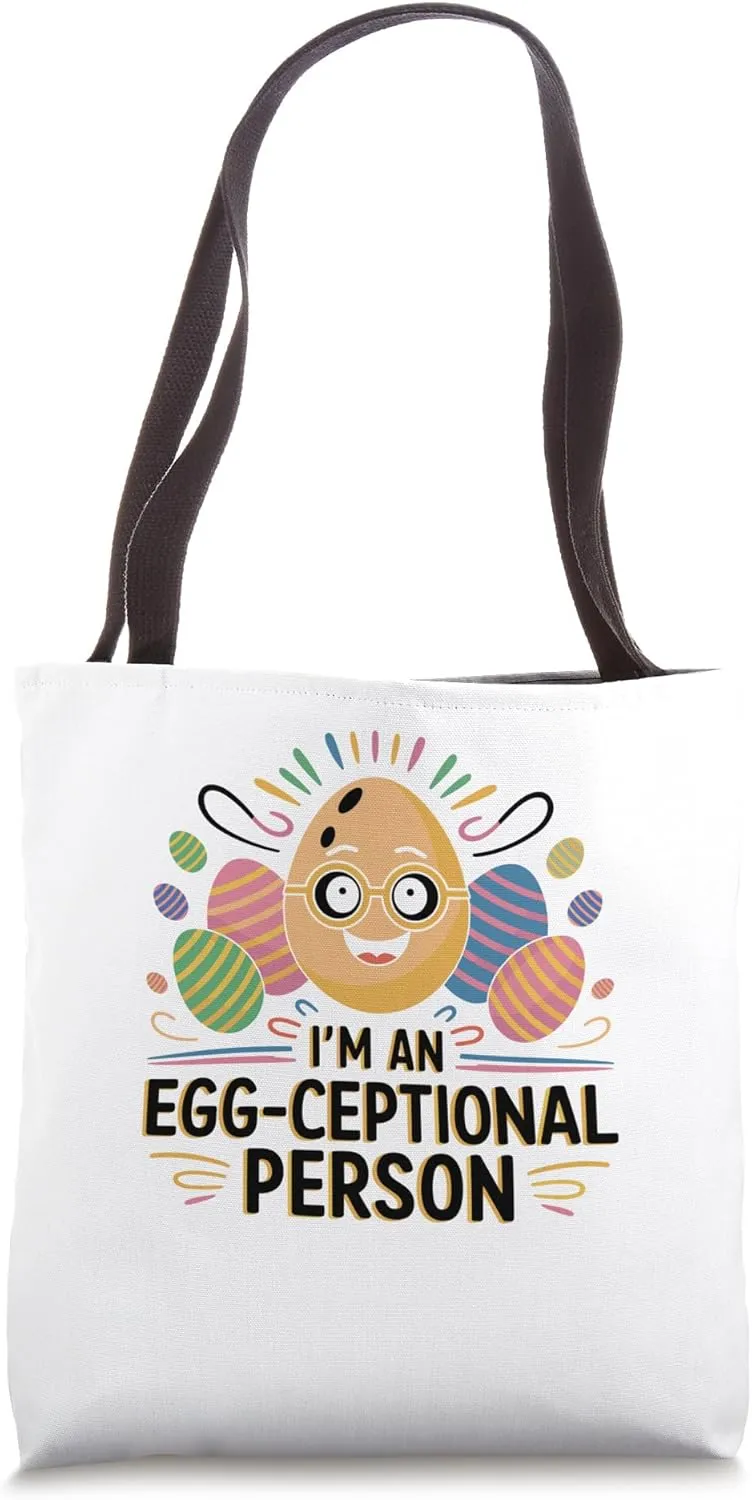 I'm An Egg Ceptional Person Easter Day Egg Chocolate Hunting Tote Bag