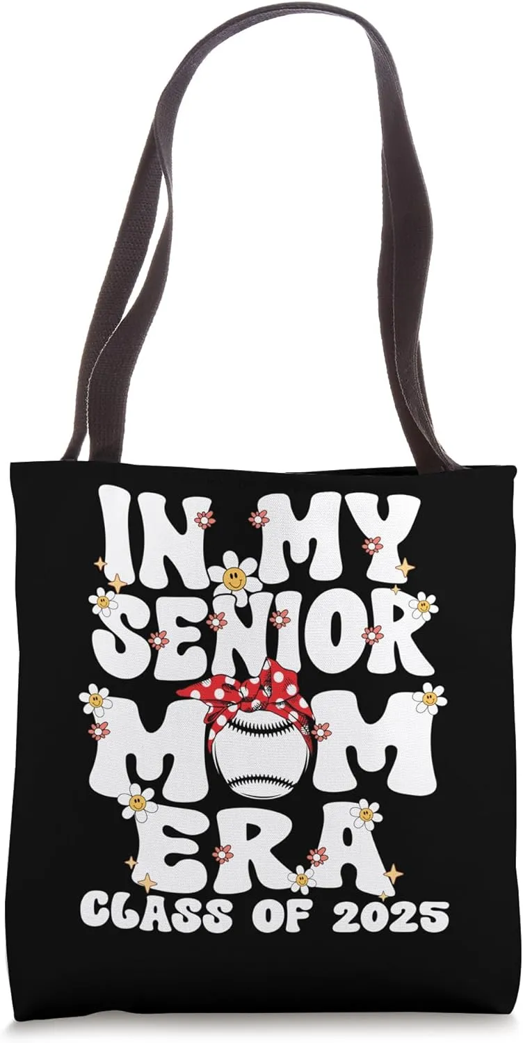 In My Senior Mom Era Retro Senior Mom Class Of 2025 Baseball Tote Bag