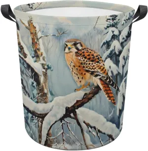 In Snowscape Kestrel Laundry Basket for Dorm Bathroom Washing Bin Dirty Clothes Bag Laundry Hamper 44x44cm