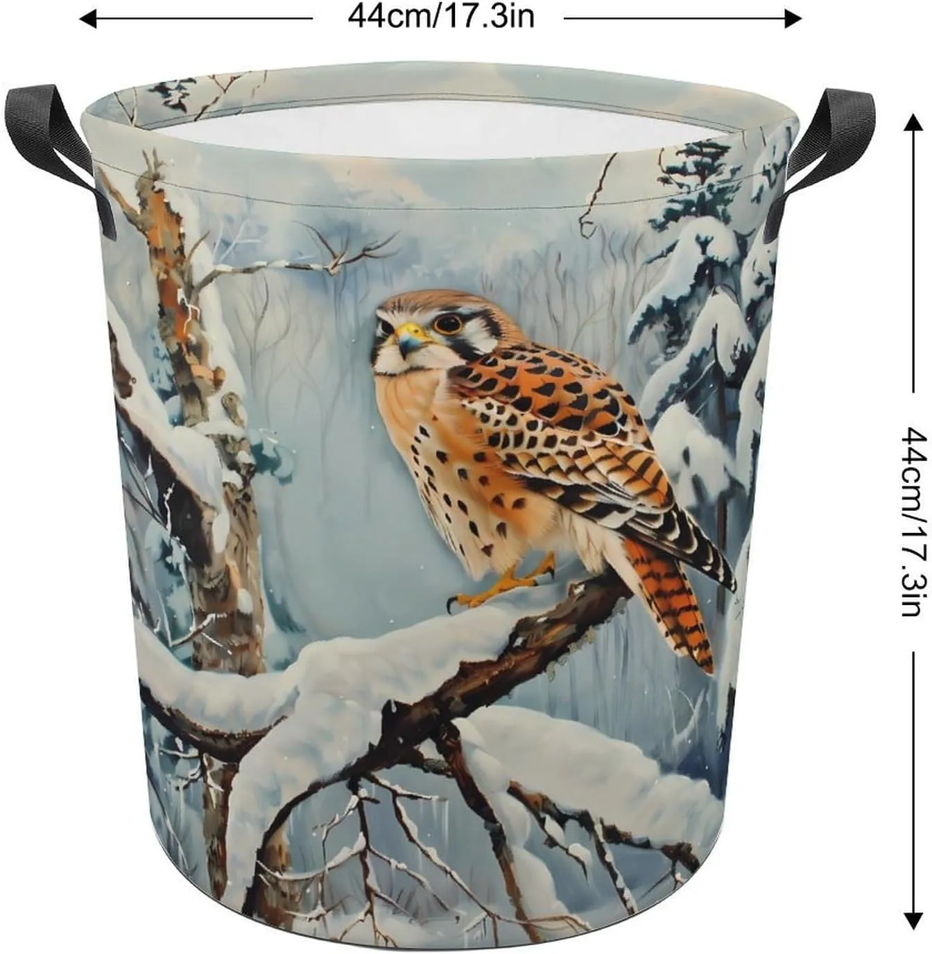 In Snowscape Kestrel Laundry Basket for Dorm Bathroom Washing Bin Dirty Clothes Bag Laundry Hamper 44x44cm