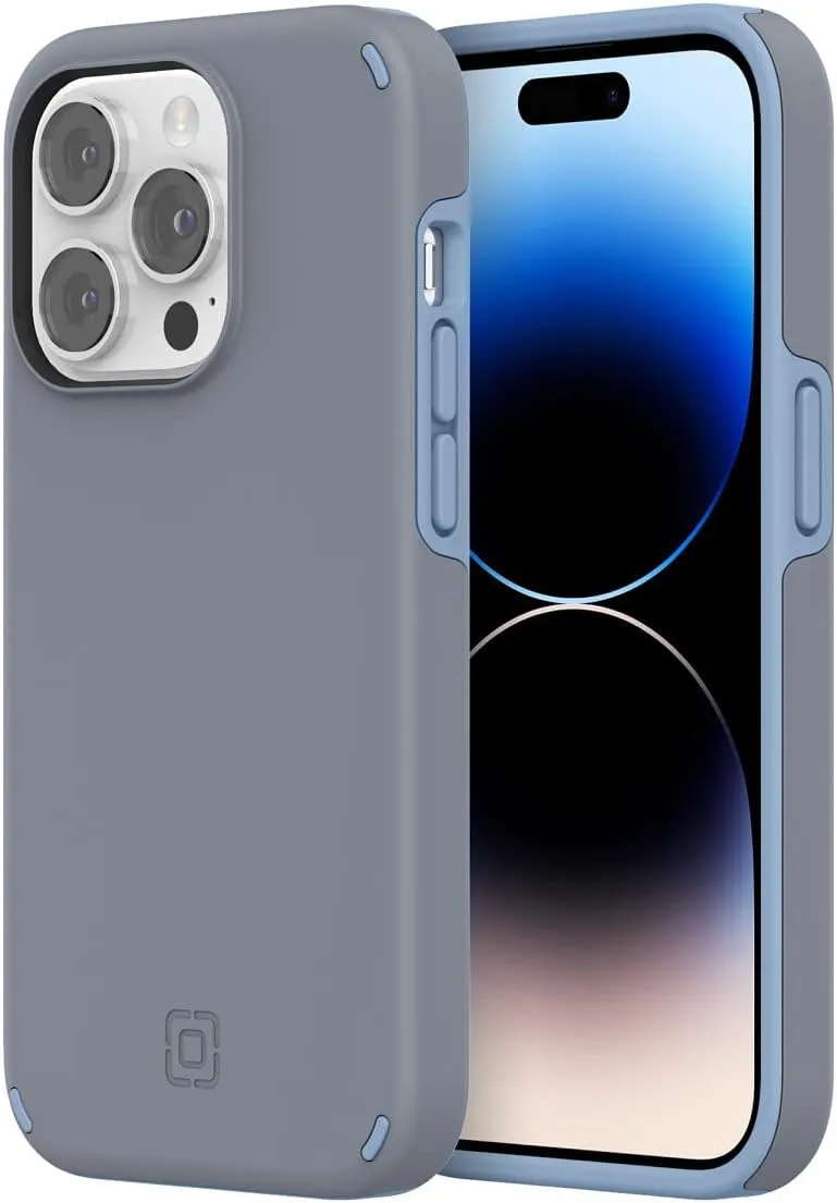 Incipio Duo Series Case for iPhone 14 Pro, 12-Ft. (3.7m) Drop Defense - Tradewinds Gray/Blue Bell (IPH-2033-TGBB)