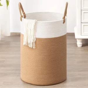 INDRESSME Large Laundry Hamper, 60L Clothes Laundry Basket, Nursery Hamper, Cotton Rope Hamper for Blankets, Hampers for Bedroom, 19.7 x 13.8 inches