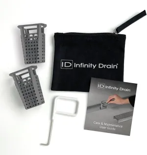 Infinity Drain HMK-38-2D Hair Maintenance Kit. Includes maintenance guide, DKEY Lift-out key, and (2) HB 32 Hair Baskets.