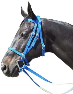 Intrepid International Exselle Horse Bridle - Durable Nylon Racehorse Bridle with Adjustable Rubber Grip Horse Reins, Cavesson & Curb Strap Attached - English Bridle Sets for Horses