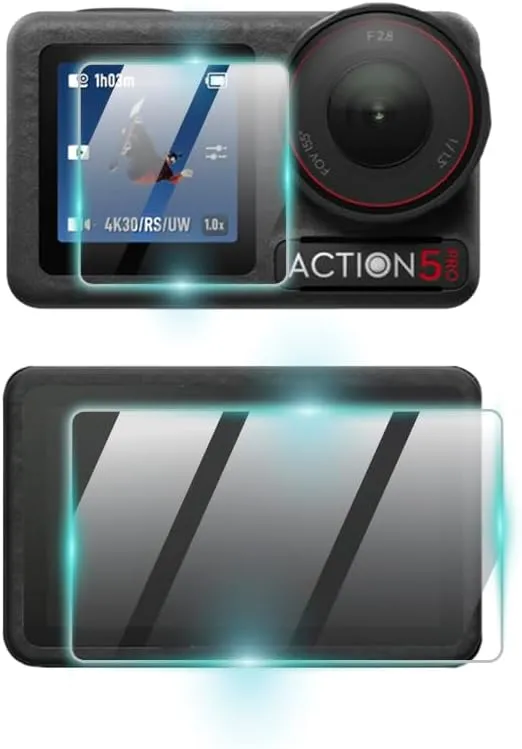 IPG ProActive Made for DJI Osmo Action 5 Pro Camera (2 Units Back   1 Unit Front) Display 9H Hardness Screen Protector Smooth Glass Touch Ultra Responsive High Clarity Anti Scratch Smudge & Shock Proof for OsmoAct5 Pro)