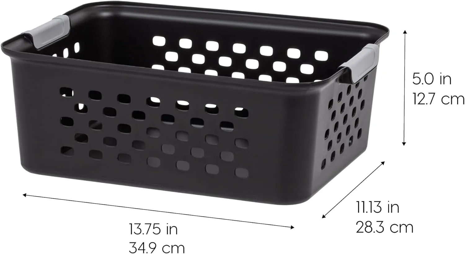 IRIS USA Plastic Storage Basket, 6-Pack, Medium, Shelf Basket Storage Organizer for Pantry, Cabinet, Bedroom, Closet, Laundry Room, Black