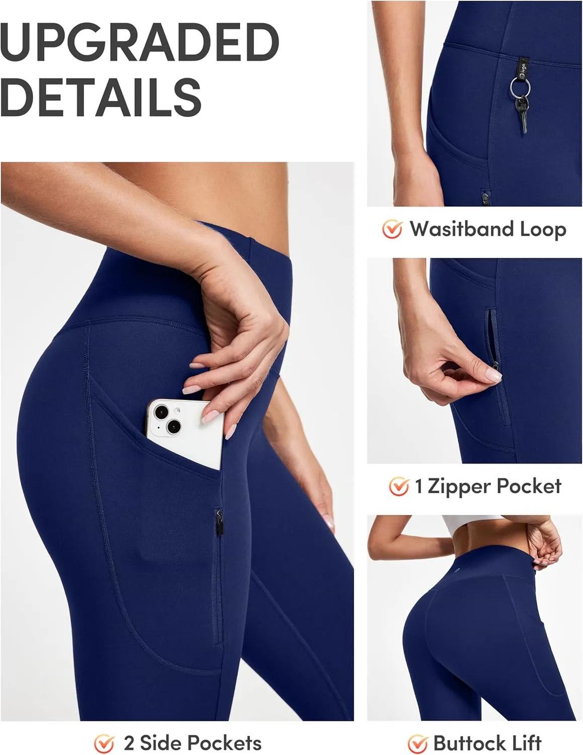 IUGA Fleece Lined Leggings Women Water Resistant Thermal Leggings Winter Warm Tights High Waist Hiking Pants with Pockets