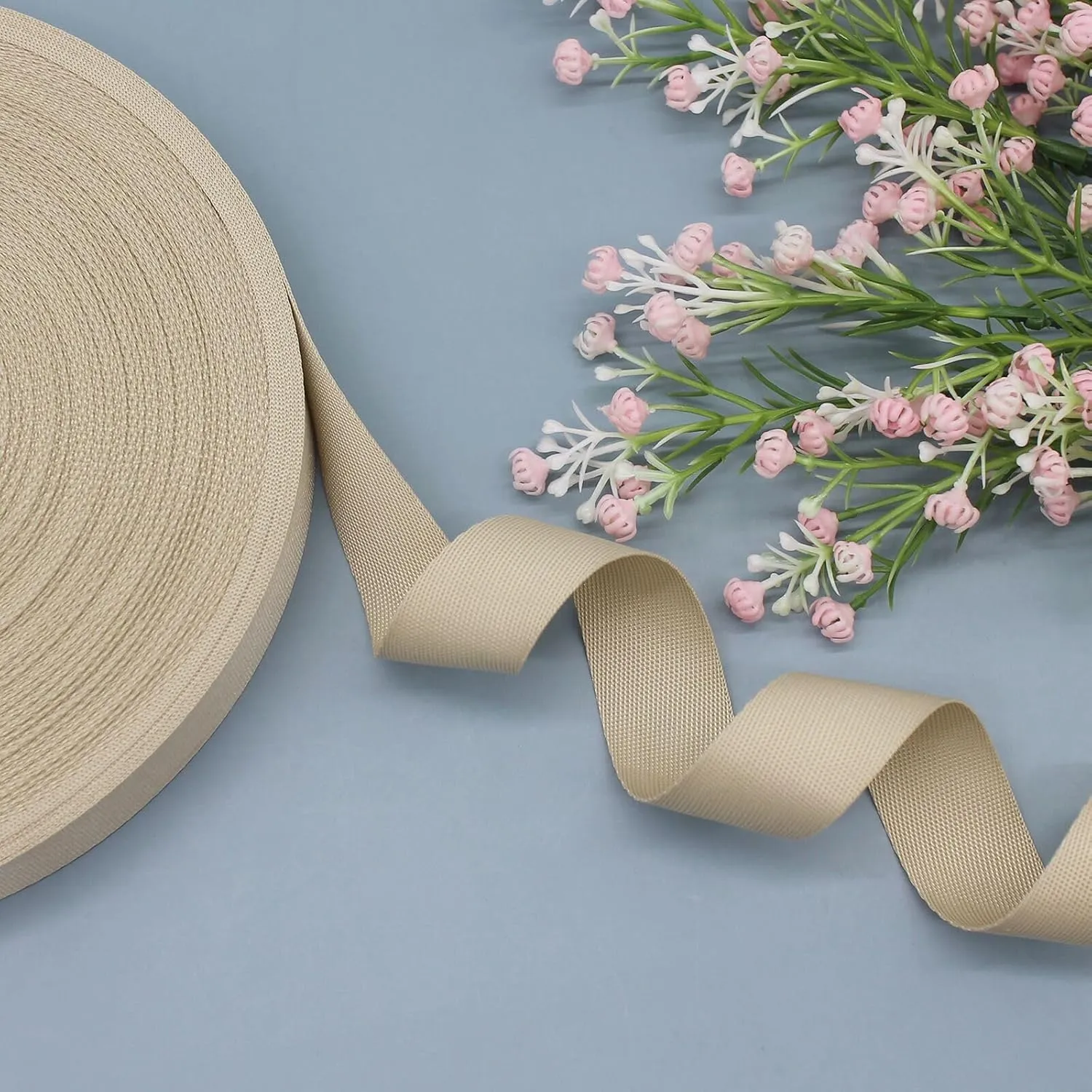 Ivory White Nylon Webbing Strap 1 inch-50 Yards-Durable Heavy Duty Webbing Canvas Sewing Straps for Bags-Hammock-Lawn Chair-Belting-Pet Collars DIY Crafting & Projects