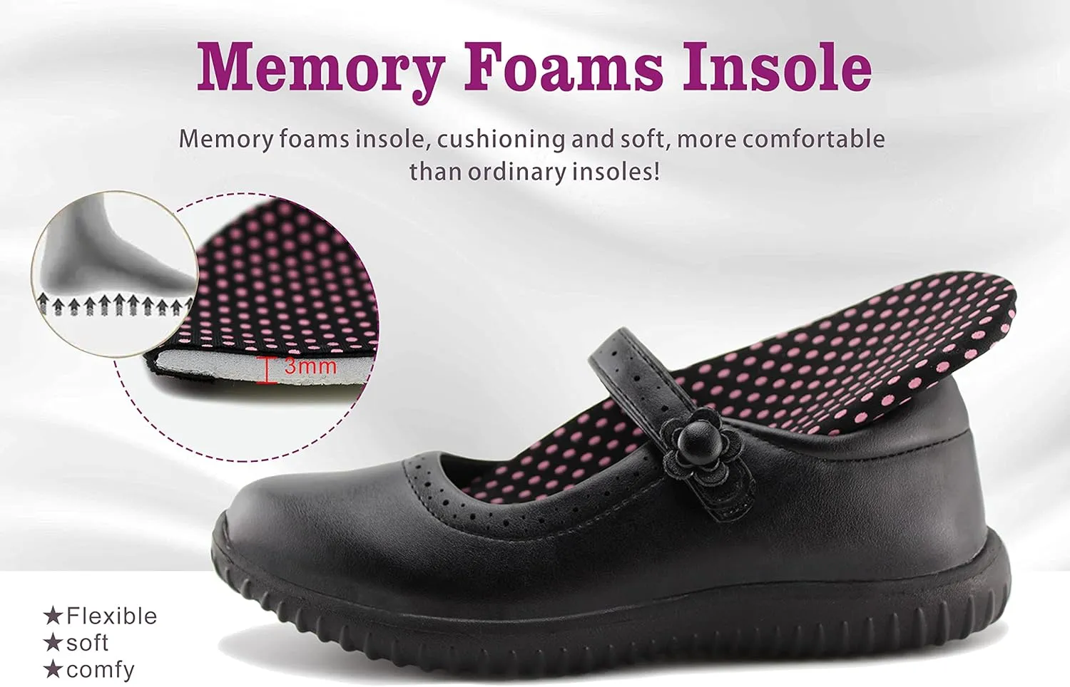 JABASIC Girl's Mary Jane School Uniform Shoes