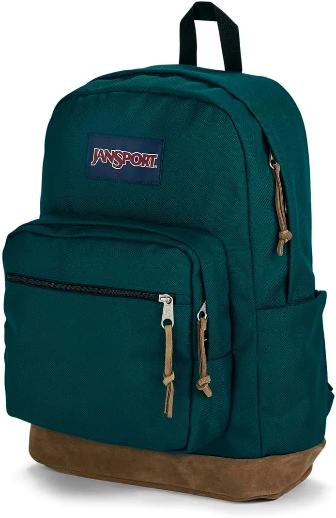 JanSport Right Pack Backpack - Durable Daypack with Padded 15" Laptop Sleeve, Spacious Main Compartment & Integrated Water Bottle Pocket - Deep Juniper