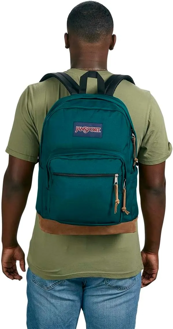 JanSport Right Pack Backpack - Durable Daypack with Padded 15" Laptop Sleeve, Spacious Main Compartment & Integrated Water Bottle Pocket - Deep Juniper