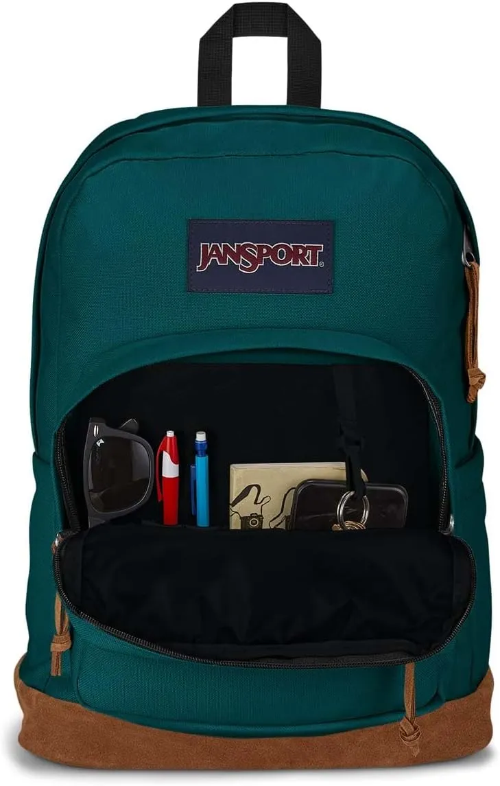 JanSport Right Pack Backpack - Durable Daypack with Padded 15" Laptop Sleeve, Spacious Main Compartment & Integrated Water Bottle Pocket - Deep Juniper