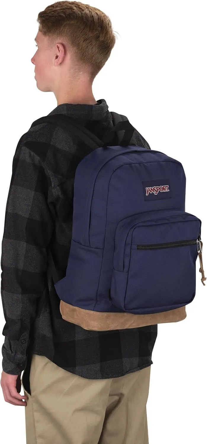 JanSport Right Pack Backpack - Durable Daypack with Padded 15" Laptop Sleeve, Spacious Main Compartment & Integrated Water Bottle Pocket - Navy