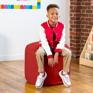 Jaxx Mallo Modular Pouf Classroom Bean Bag Seat, Premium Vinyl - Red