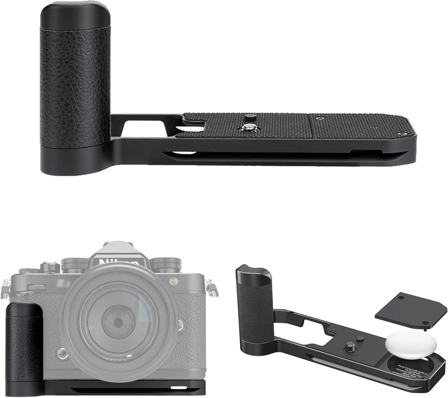 JJC Solid Metal Hand Grip Secure Handle L Bracket for Nikon Zf Camera, for Airtag Holder, Nikon Zf Handgrip, Anti-Slip Pads, with Arca Swiss Quick Release Plate, 1/4"-20 Tripod Hole & Hand Strap Hole