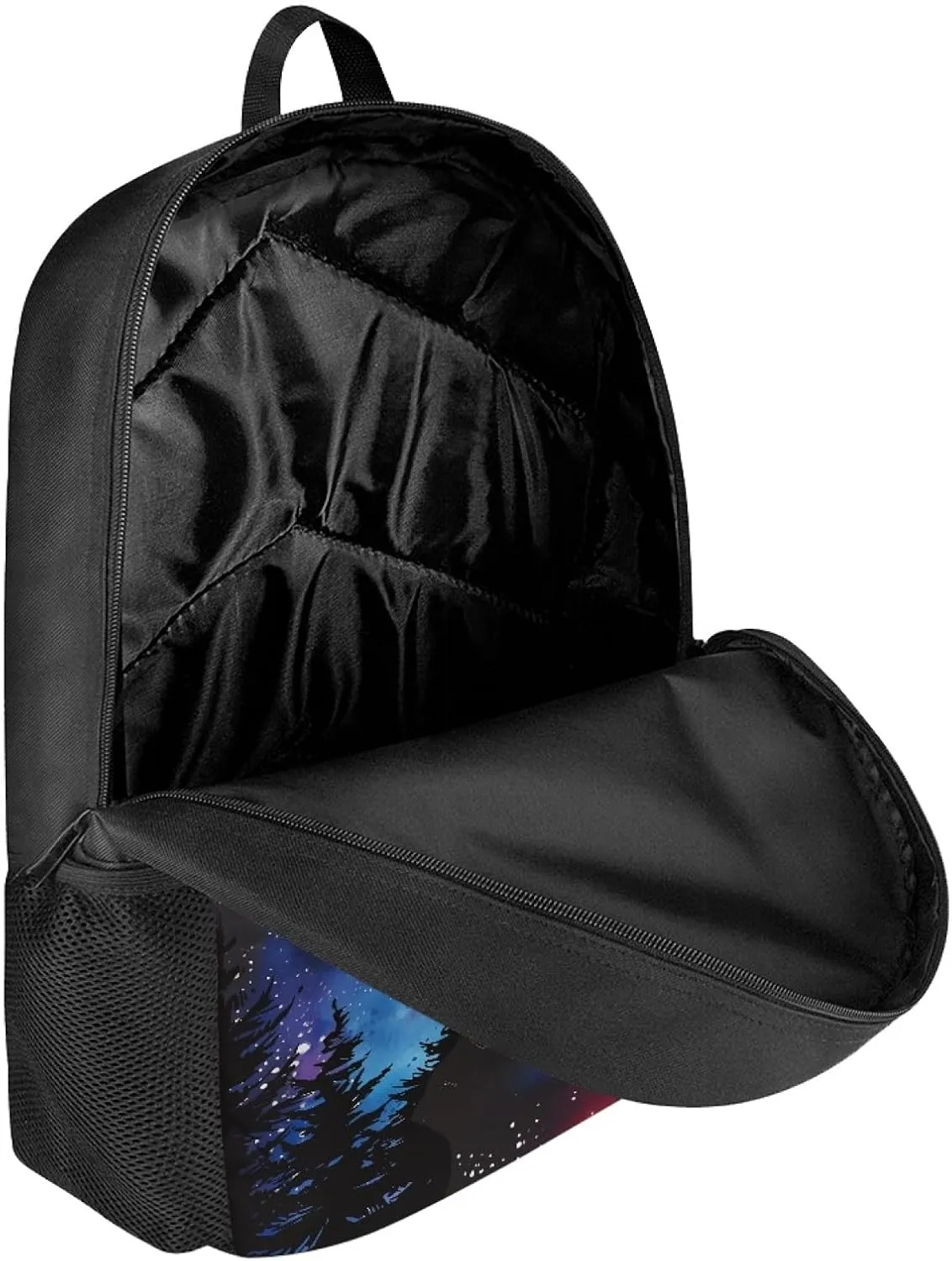 JooMeryer Boy Girl Cool Wolf Print Backpack 17" Casual Travel Bag Knapsack School Bag Shoulder Bags for Kids Teens Child,Galaxy Alone Wolf