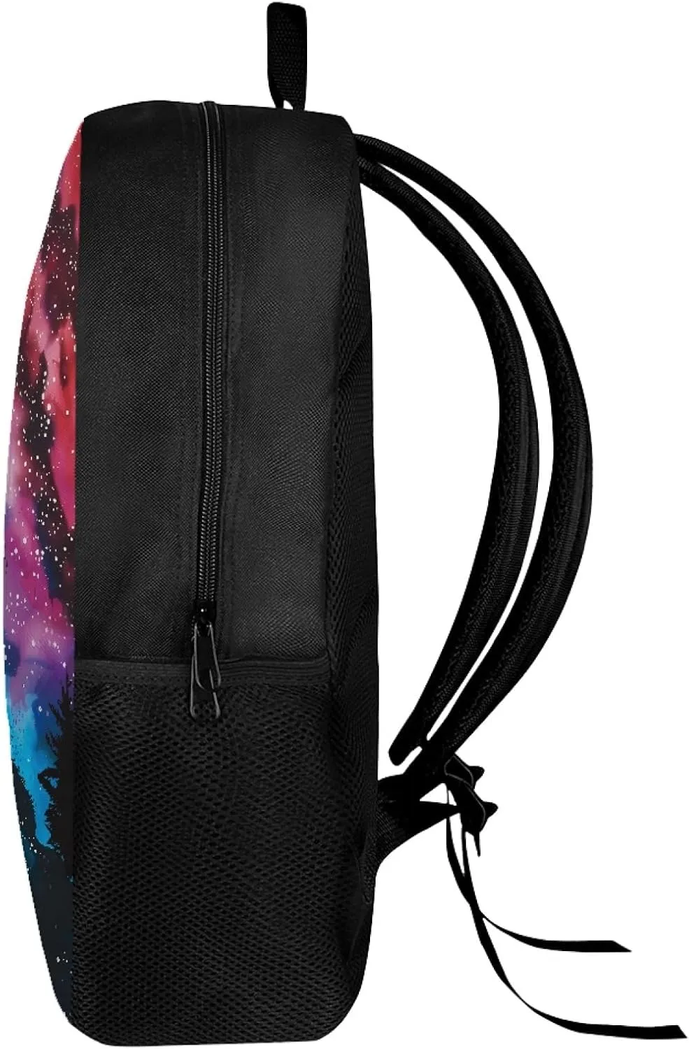 JooMeryer Boy Girl Cool Wolf Print Backpack 17" Casual Travel Bag Knapsack School Bag Shoulder Bags for Kids Teens Child,Galaxy Alone Wolf