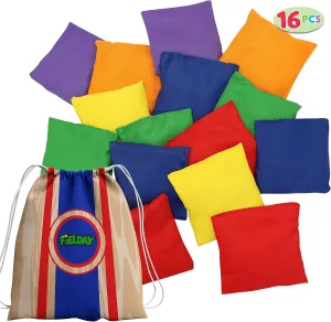 JOYIN 16 Cornhole Bean Bags for Tossing (4.7” x 4.7”), Durable Nylon All-Weather Game, Includes 15 Bean Bags and a Carry Bag, Cornhole Game Set, Party Supplies for Kids & Adults Multicolored