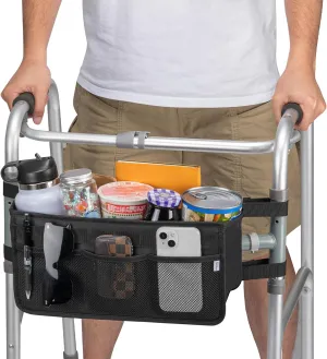 JOYTUTUS Walker Basket for Folding Walker, Basket for Walkers for Seniors, Rollator Walkers Storage Bag,Bag with Big Capacity & Never Tipping Over, Best Gift for Father Mother