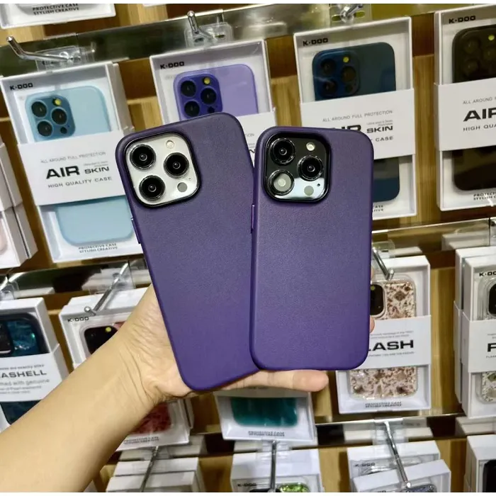 K-doo iPhone 15 Leather Case Back Cover- Purple