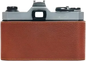 K1000 Case, BolinUS Handmade Genuine Real Leather Half Camera Case Bag Cover for Pentax Asahi K1000 Camera With Hand Strap (Brown)