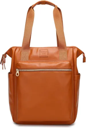 Kah&Kee Leather Convertible Tote Backpack for Women & Men | 14-Inch Laptop Diaper Bag, Office Work, Commuting, Ideal for Teachers, Travel (Nude Pink)