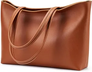 KALIDI Tote Bag Zipper Shoulder Bag Faux Leather Purses Satchel for Women Large Casual Handbag Work Dating College