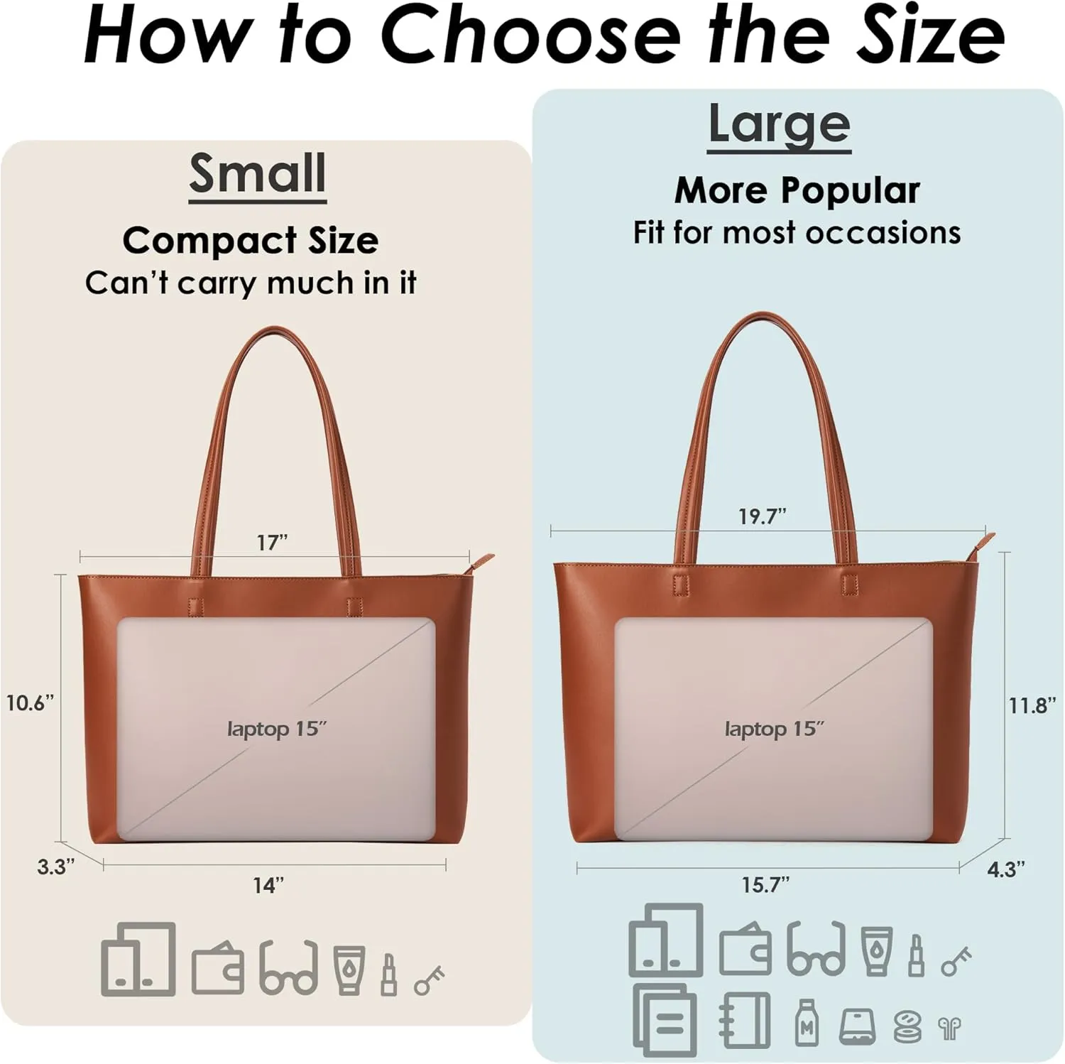 KALIDI Tote Bag Zipper Shoulder Bag Faux Leather Purses Satchel for Women Large Casual Handbag Work Dating College