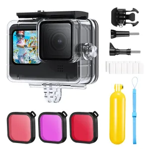 K&F Concept Waterproof Case   Color Correction Lens Filters Dive Kit Bundle Set for GoPro Hero 13 / 12 / 11 / 10 / 9 Action Camera with Max 147ft (45m) Anti-Fog Inserts for Underwater Photography, Diving, Surfing, Snorkeling