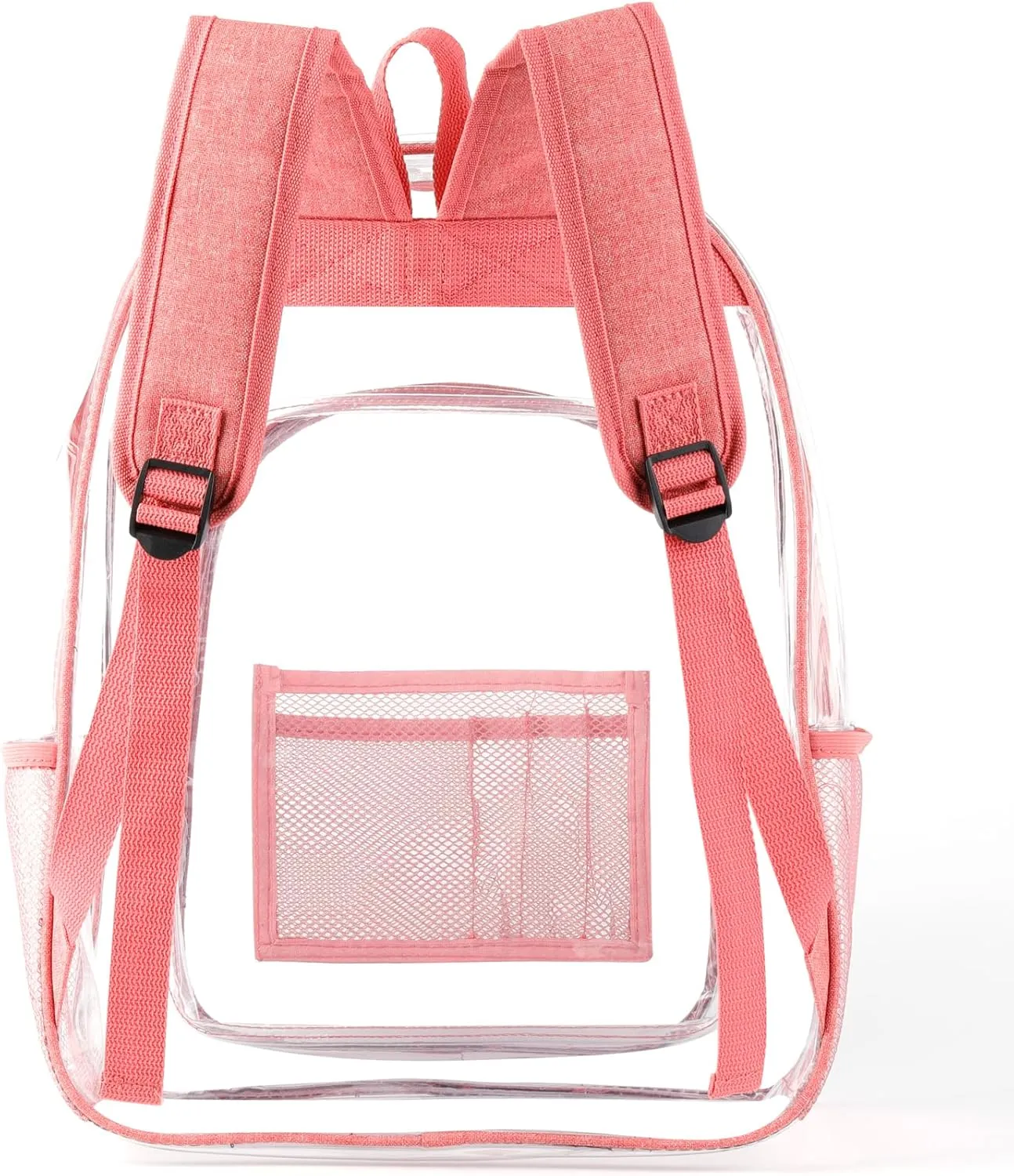 Keepcross Pink Clear Backpack for Girls Women,Heavy Duty PVC Transparent Clear Bookbag with Reinforced Straps for School Work