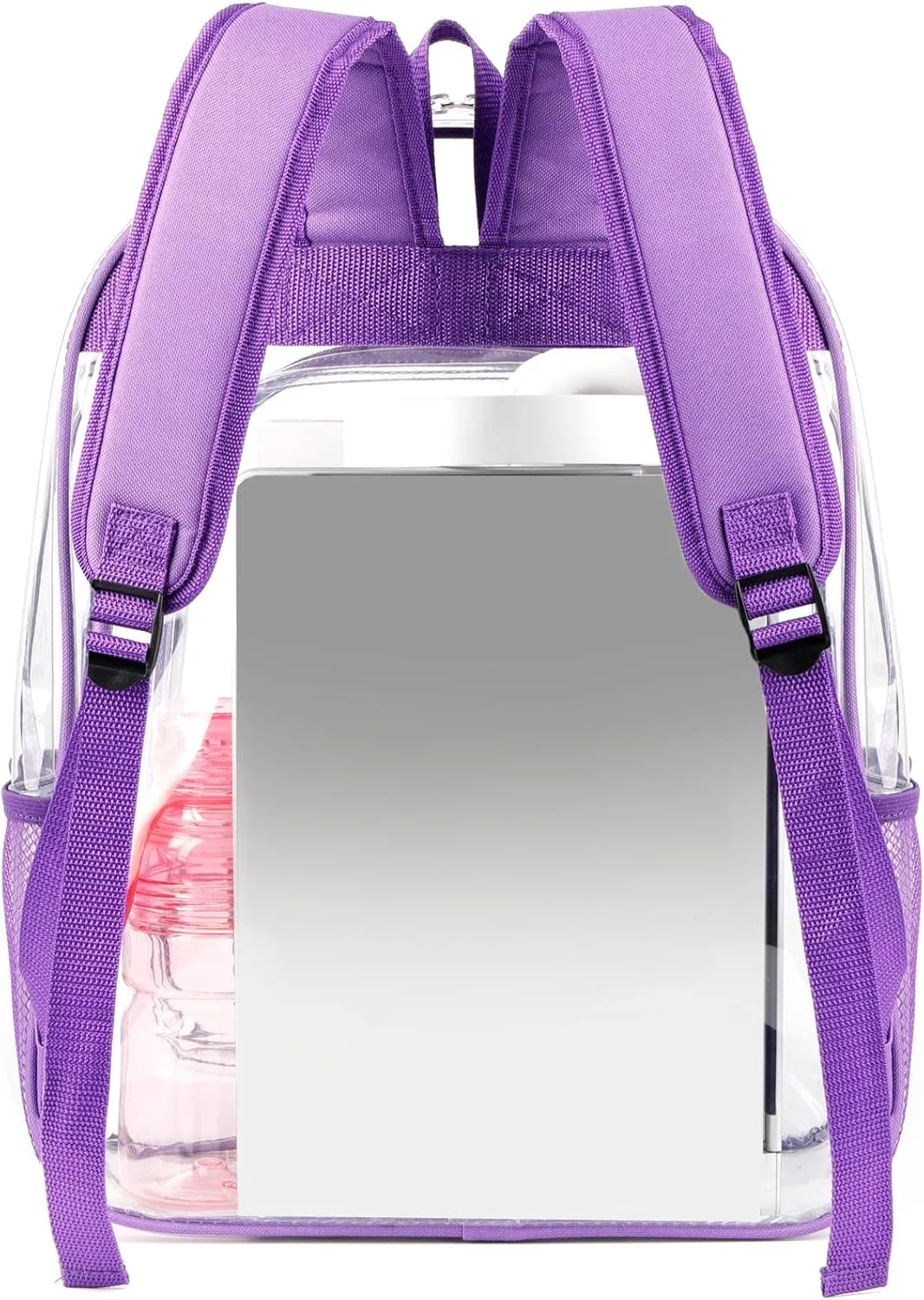 Keepcross Purple Clear Backpack for Girls Women,Heavy Duty PVC Transparent Bookbag with Reinforced Straps for School Work