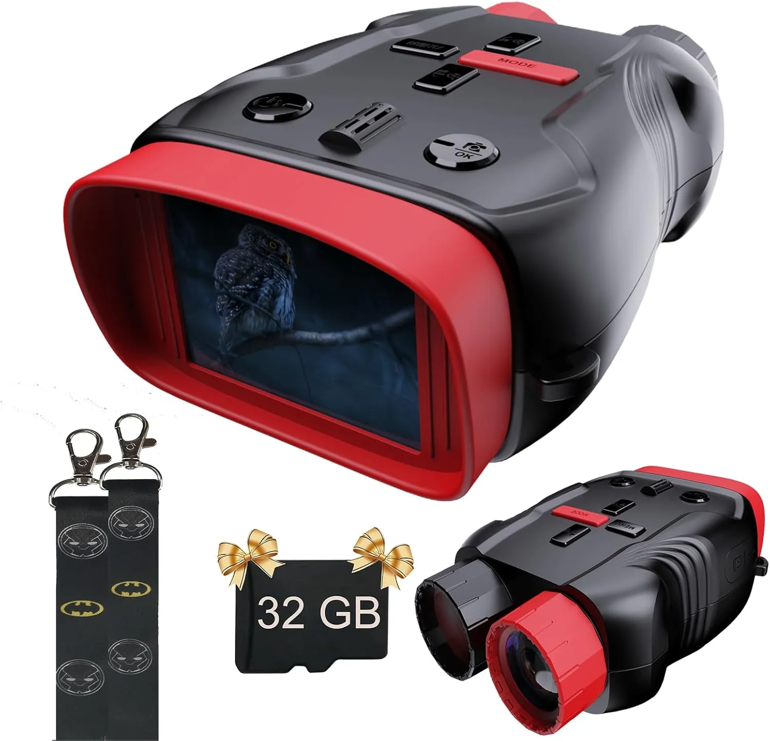 Kids Camera & Night Vision Goggles for Kids Boys and Girls, Christmas Birthday Gifts, Night Vision Binoculars with 32GB Memory Card(Black)