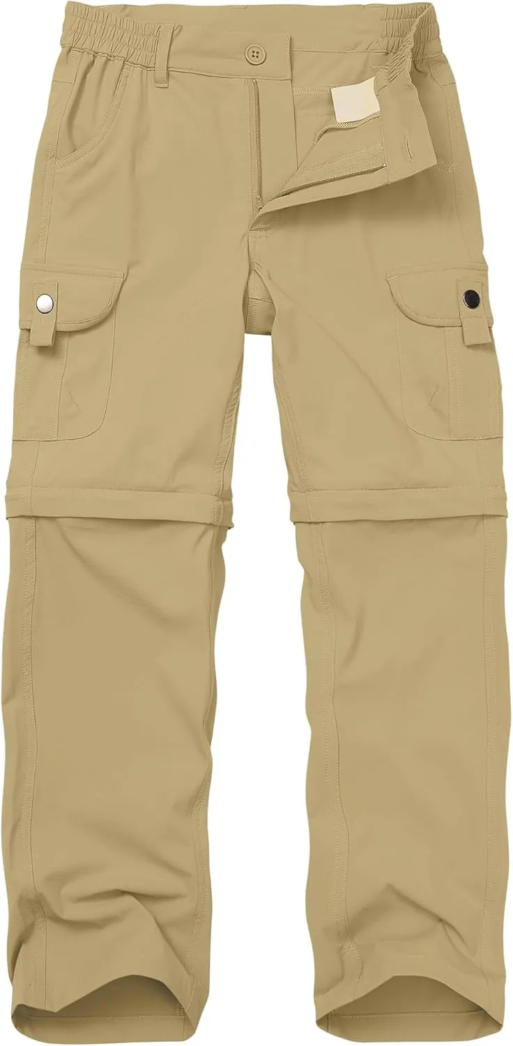 Kids' Cargo Pants, Boys Convertible Hiking Pants, Boy Zip Off Outdoor Casual Pants Quick Dry Climbing Trousers for Youth