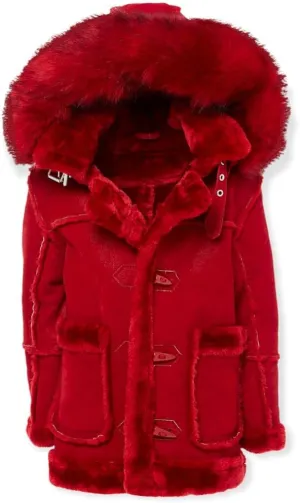 Kids Denali Shearling Jacket Faux Suede Body RED_91589K (5)