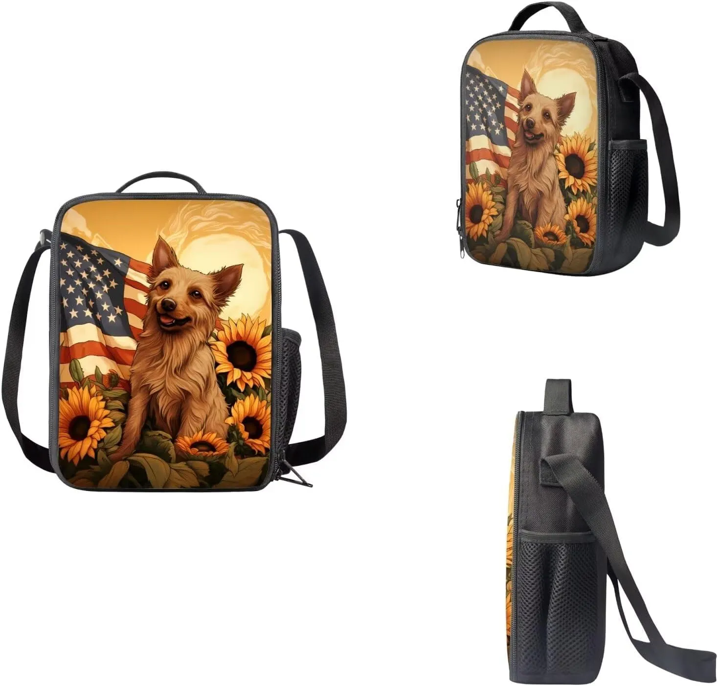 Kids School Toddler Backpack,American Flag 3 Pcs Set Boys Bookbag Water Resistant School Bag for Girls 4-6 with Lunch Kit and Pencil Pouch Cute