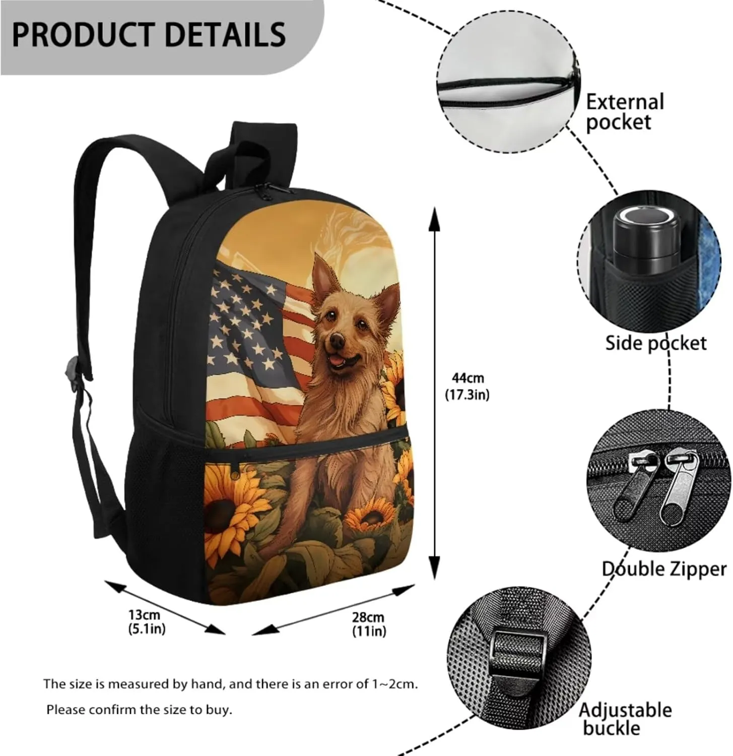 Kids School Toddler Backpack,American Flag 3 Pcs Set Boys Bookbag Water Resistant School Bag for Girls 4-6 with Lunch Kit and Pencil Pouch Cute