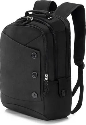 KINGSLONG 15.6 inch Laptop Backpack for Men Women, Water Resistant Computer Bag with USB Charging Port. Notebook Bag Suitable for College Travel Work Gifts Black