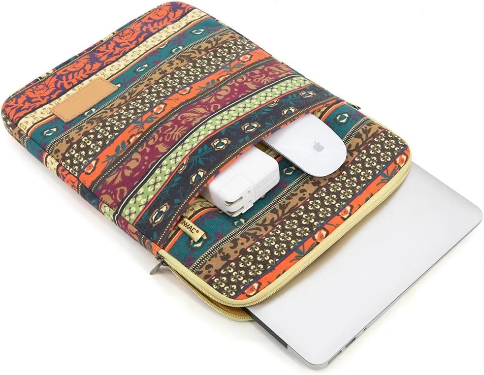 Kinmac New Bohemian Vertical Style Laptop Sleeve Bag Case with Pocket For 15.6 inch and 16 inch Laptop