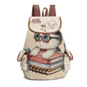 Kitten Pattern Canvas Kids Child Backpack