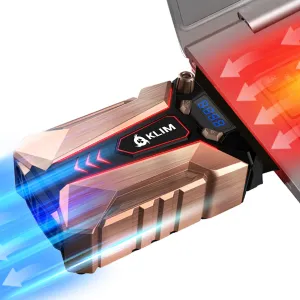 KLIM Cool  Metal Laptop Cooler with Vacuum Fan - New 2024 - Gaming Laptop Fan with Display - Temperature Detection   Automatic/Manual Mode - Portable - Compatible with Laptop Cooling Pads