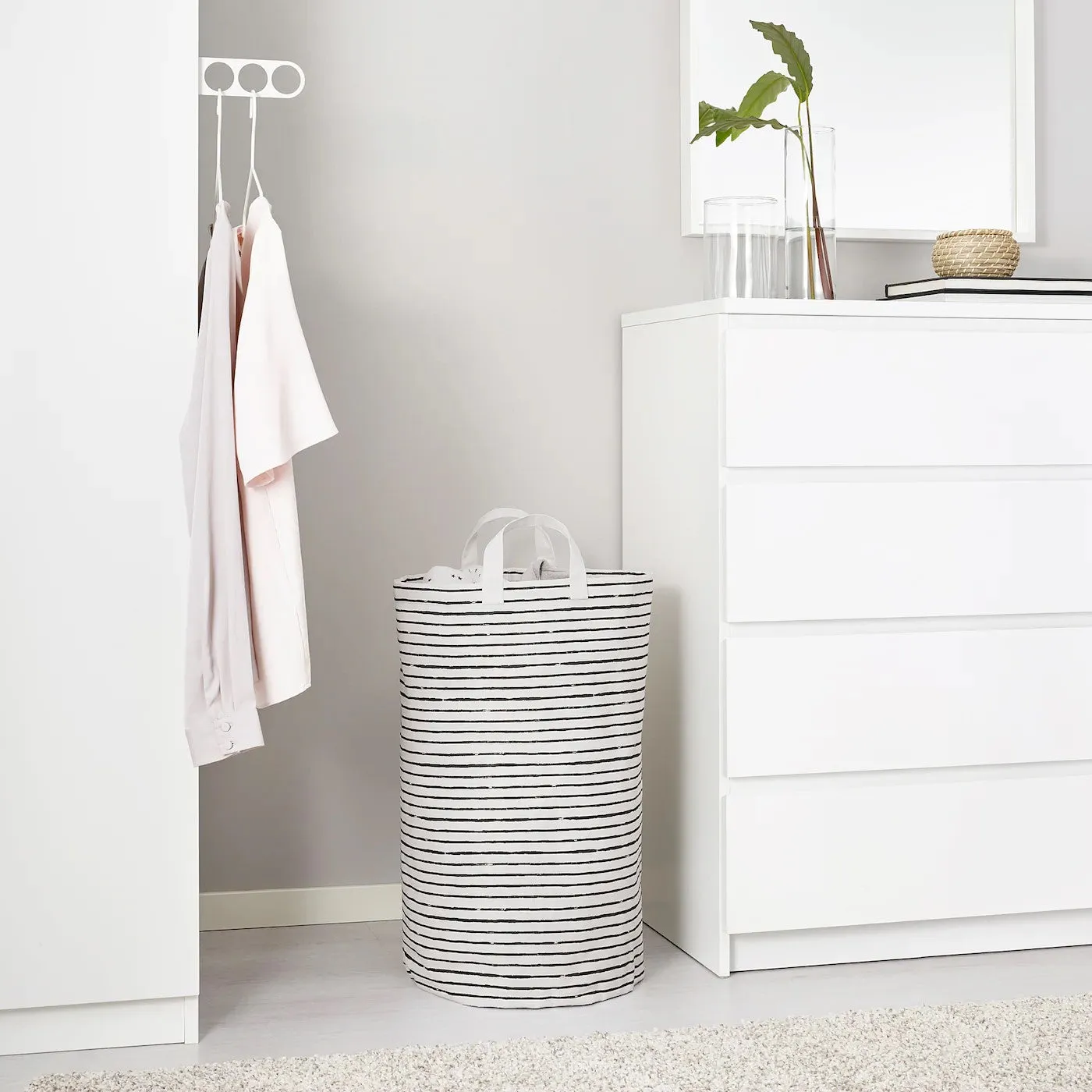 KLUNKA Laundry bag, white/black 60 l, 30364372