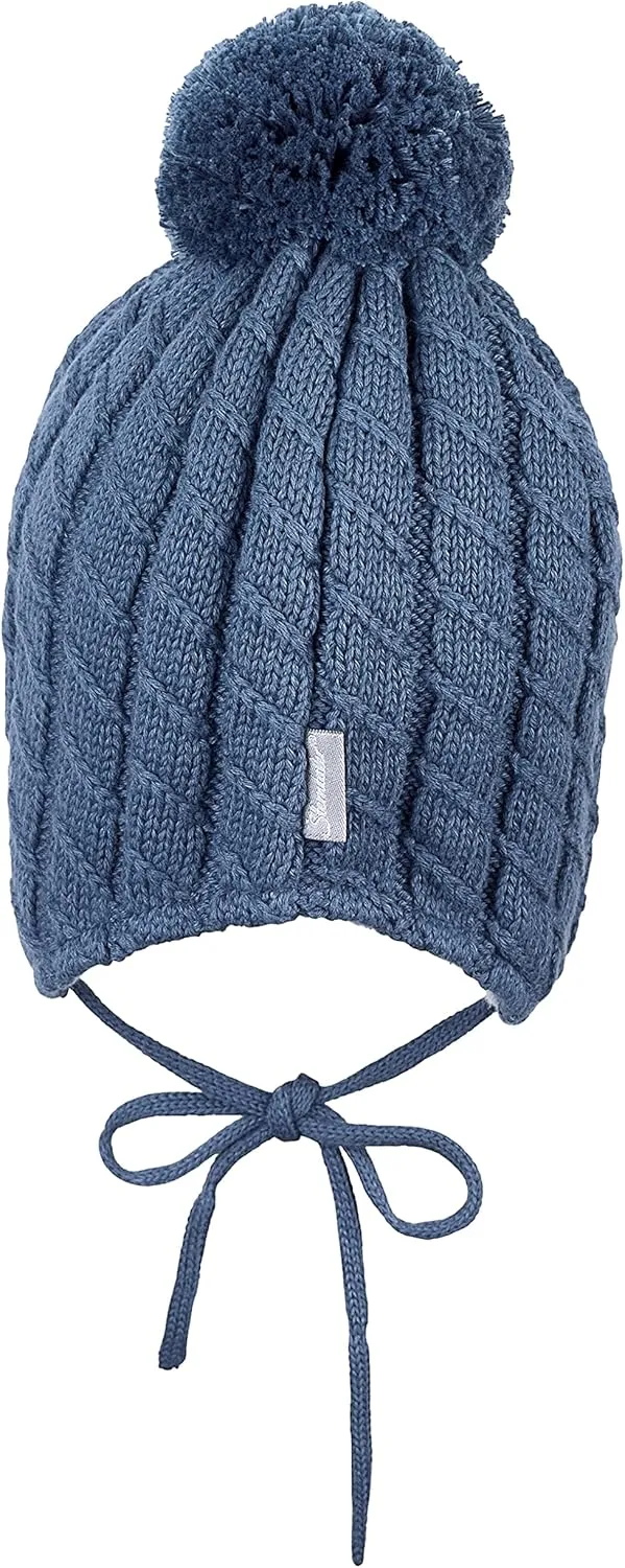 Knitted hat with pompom braid pattern boys Hat