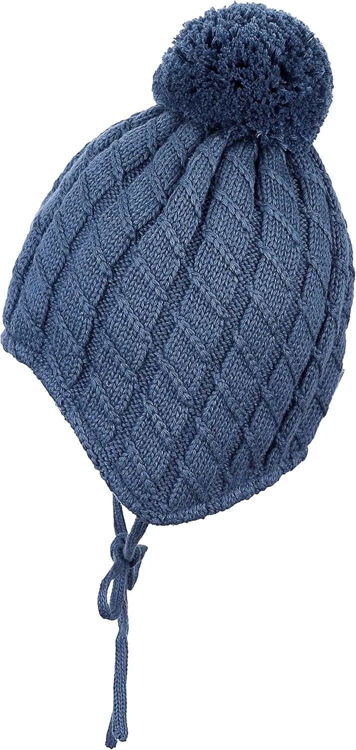 Knitted hat with pompom braid pattern boys Hat