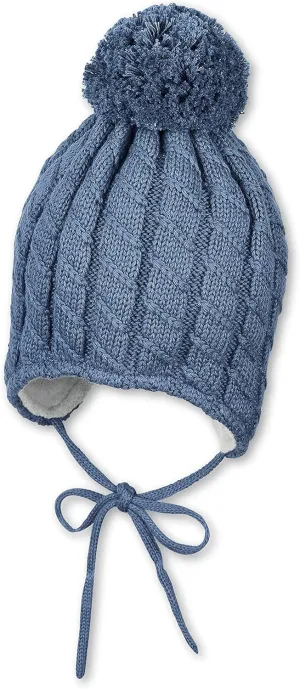Knitted hat with pompom braid pattern boys Hat