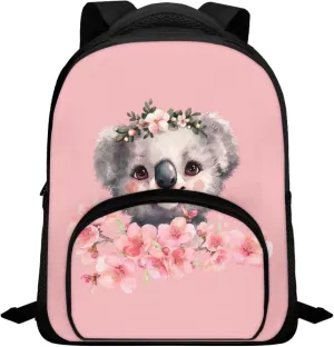 Koala Backpack for Girls Peach Blossom Bookbags for Kids Anti Theft Schoolbag Lightweight Travel Satchel Cool Casual School Bags for Girl Boys Elementary Middle School Casual Daypacks