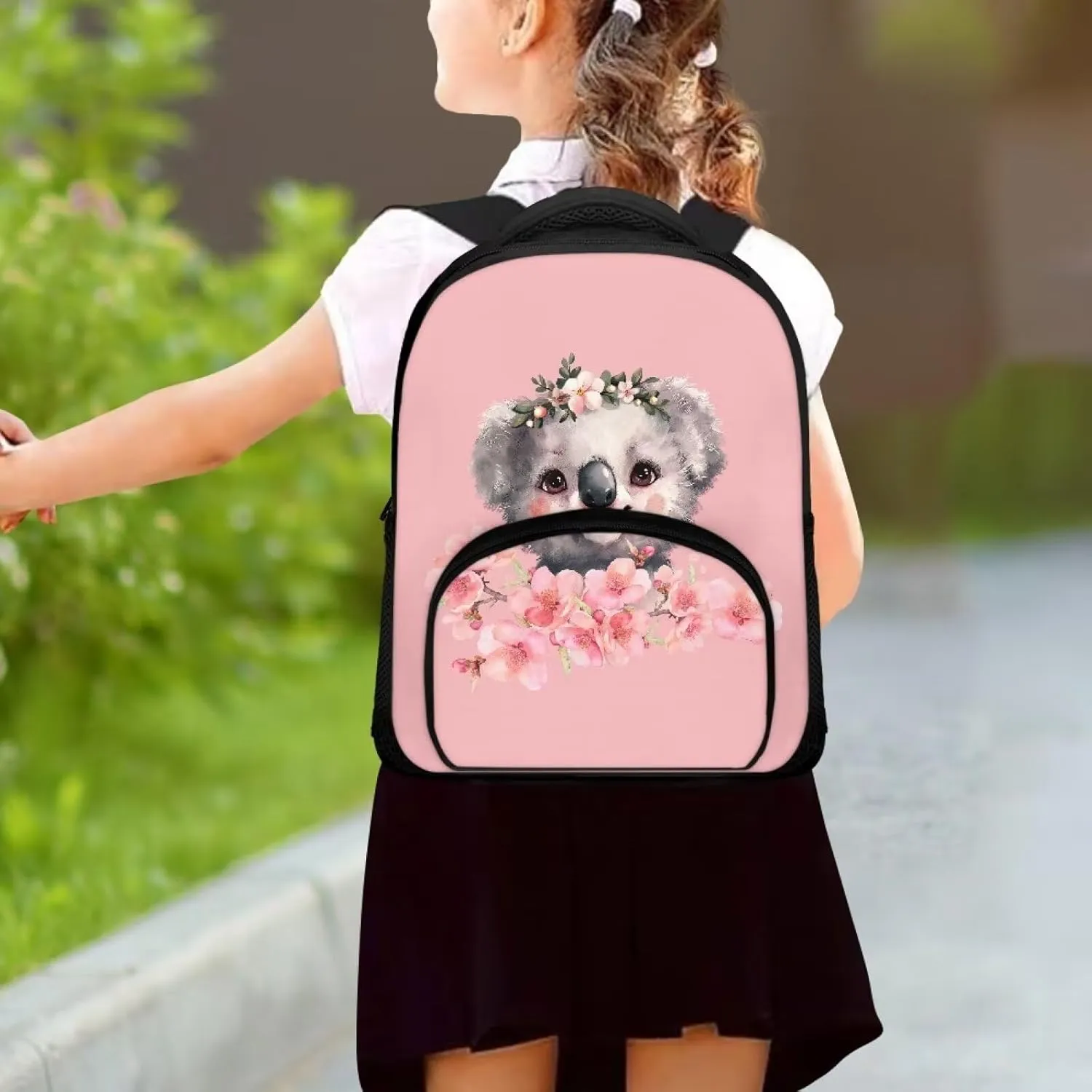 Koala Backpack for Girls Peach Blossom Bookbags for Kids Anti Theft Schoolbag Lightweight Travel Satchel Cool Casual School Bags for Girl Boys Elementary Middle School Casual Daypacks