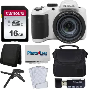 Kodak PIXPRO AZ405 Digital Camera (White), 16GB Memory Card, Camera Case, Accessories - Ultimate Bundle