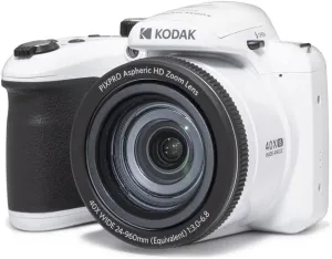 KODAK PIXPRO AZ405-WH 20MP Digital Camera 40X Optical Zoom 24mm Wide Angle Lens Optical Image Stabilization 1080P Full HD Video 3" LCD Vlogging Camera (White), Full Frame