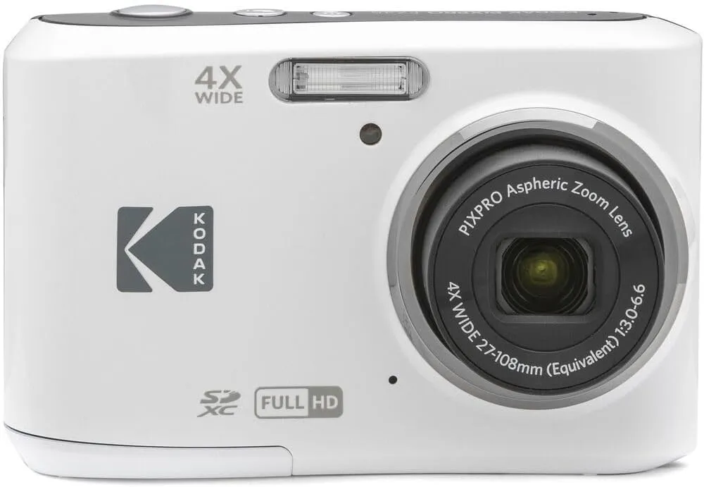 KODAK Pixpro FZ45 Digital Camera Bundle, Includes: SanDisk 64GB SDXC Memory Card, Spare Batteries and Card Reader (4 Items) (White)