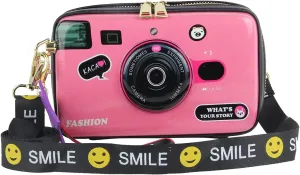 KUANG! Women Fashion Camera Shaped Crossbody Handbag PU Leather Vintage Shoulder Bag Novelty Clutch Box Purse